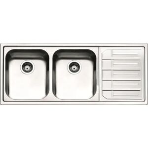 Apell LAVELLO ROMA 116x50 cm INOX SPAZZOLATO 2 VASCA CON SGOCCIOLATOIO A DESTRA PILETTA 3,5''