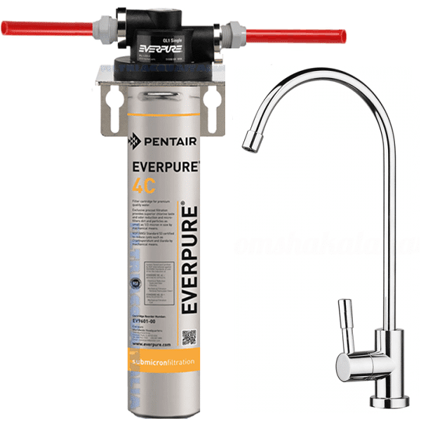 depuratore acqua everpure kit 4c con filtro everpure 4c testa ql1 e rubinetto kit everpure 4c testa ql3b e rubinetto