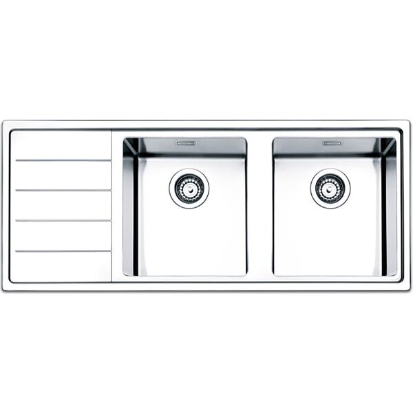 apell lnp1162ilbc lavello cucina 2 vasche incasso con gocciolatoio sx larghezza 116 cm materiale acciaio inox finitura spazzolata - lnp1162ilbc serie linear plus