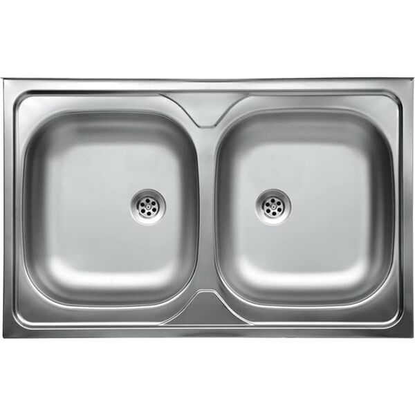 dechome n214kit lavello cucina 2 vasche da incasso larghezza 80 cm materiale acciaio inox - n214kit