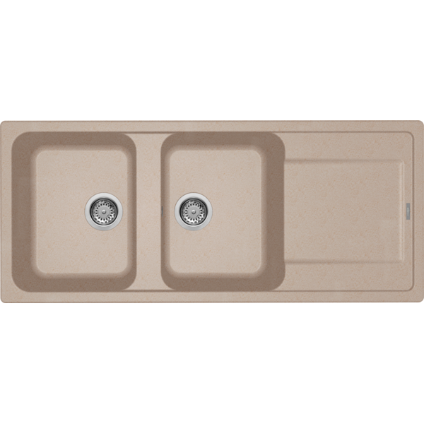 elleci lg250051 lavello cucina 2 vasche da incasso con gocciolatoio larghezza 116 cm materiale granitek colore avena 51 - lg250051 life 500