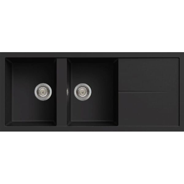 elleci lgu50040 lavello cucina fragranite 2 vasche incasso con gocciolatoio larghezza 116 cm materiale granitek colore nero 40 - lgu50040 unico 500