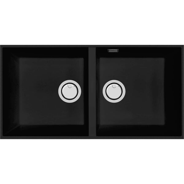 plados am8620it nsn6 lavello cucina 2 vasche da incasso sottopiano 83 cm materiale nanostone colore deep black nsn6 - am8620it serie elegance