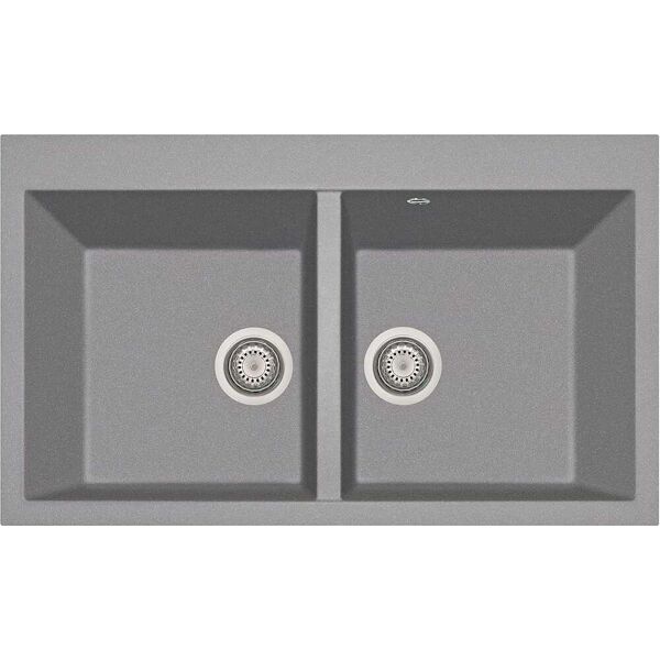 plados am8620 n4 lavello cucina 2 vasche da incasso larghezza 86 cm materiale nanostone colore urban grey n4 - am8620 linea elegance