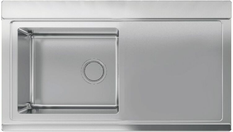 Lavello incasso 1 vasca e gocciolatoio destro 90x50 inox spazzolato - Smeg LRX901D