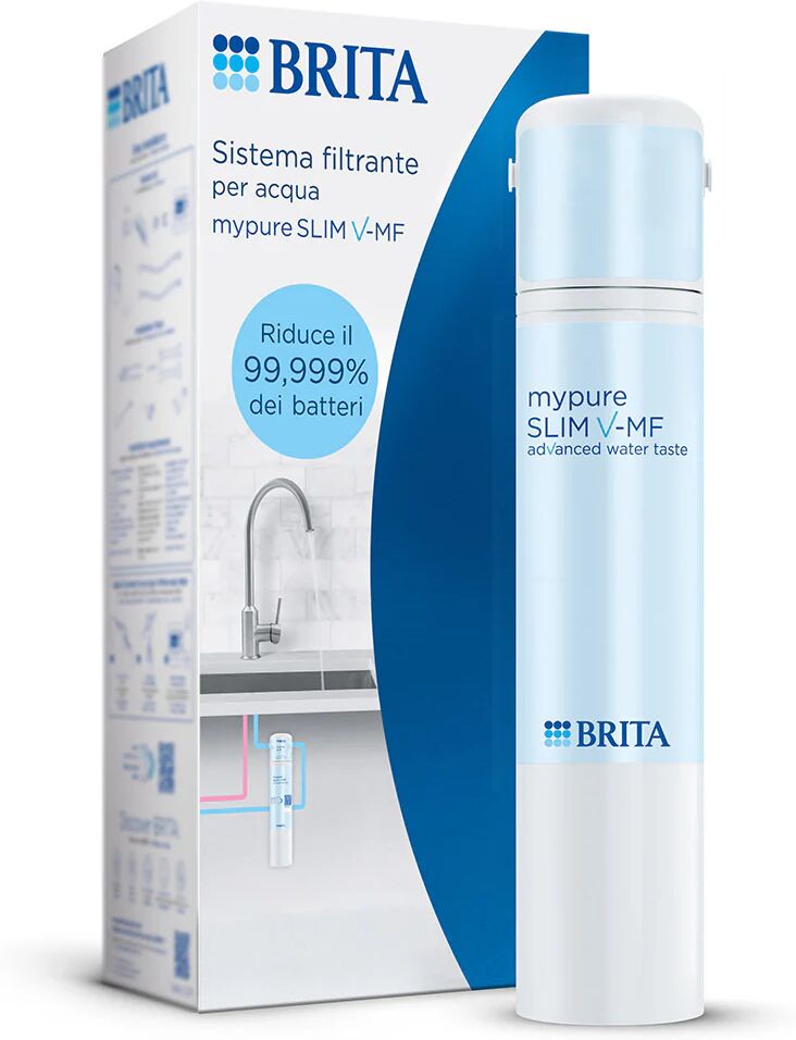 Brita Sistema filtrante mypure SLIM V-MF incl. 1x filtro (8000L) - sistema sottolavello per il tuo rubinetto per acqua buona e priva di batteri al 99,999%