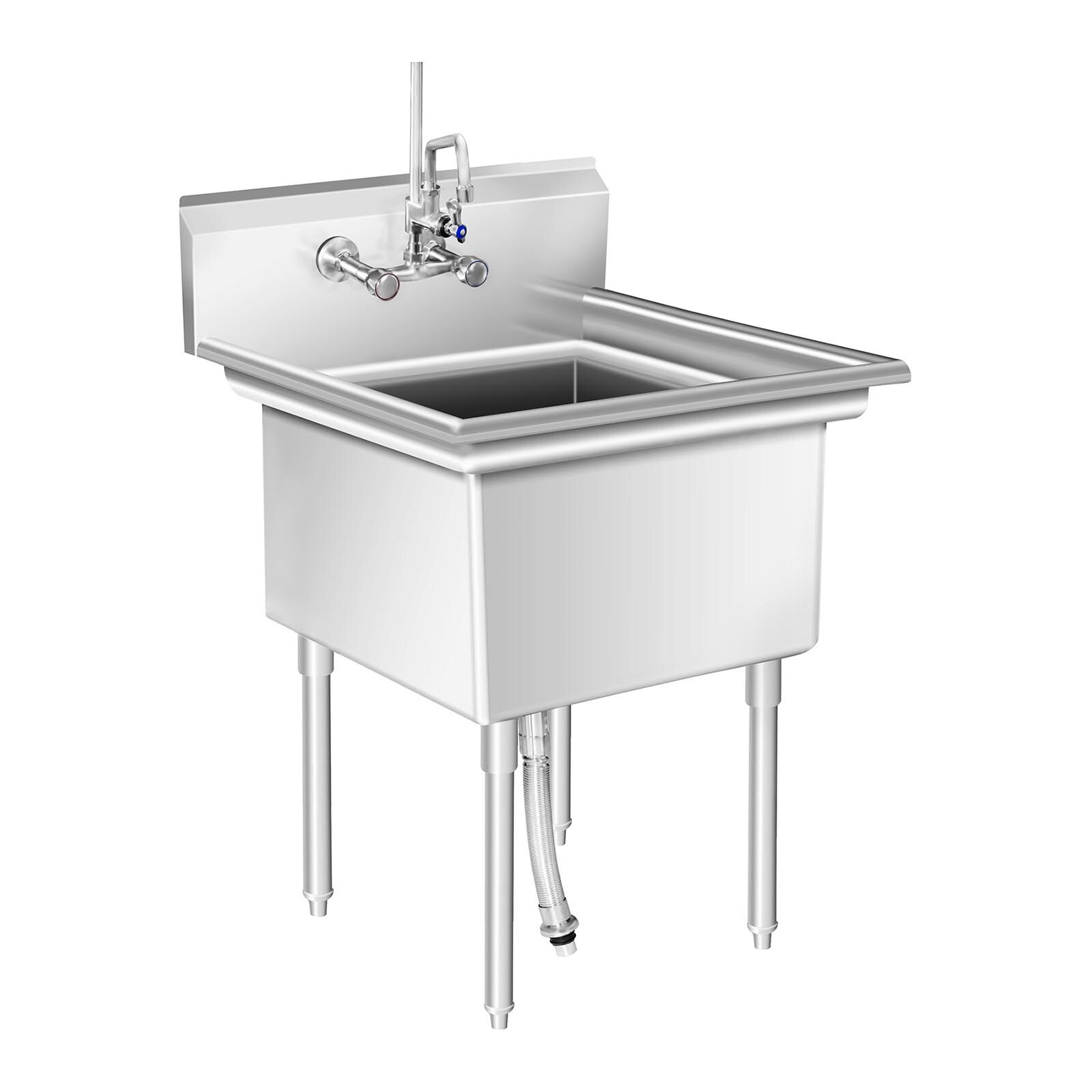 Royal Catering Lavello in acciaio inox industriale - 1 vasca – 75 x 75 x 111 cm RCHS-8