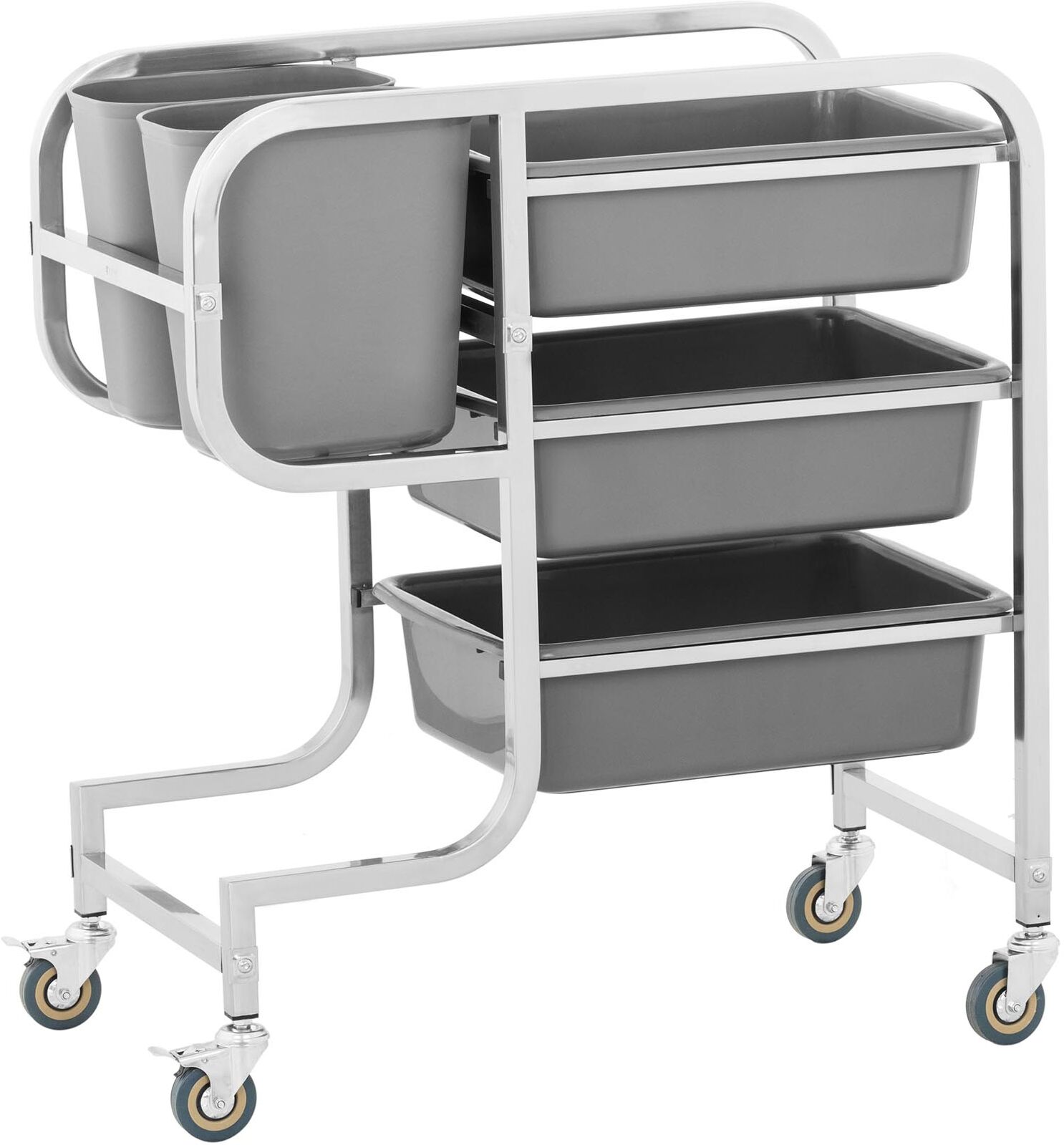 Royal Catering Carrello di servizio - 3 bacinelle per stoviglie - 2 contenitori per rifiuti - fino a 100 kg RCSW-3.2G