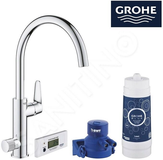 Grohe Blue Pure Baucurve Miscelatore Monocomando Per Lavello Con Sistema Filtrante Dell’acqua Finitura Cromo Lucido 30385000