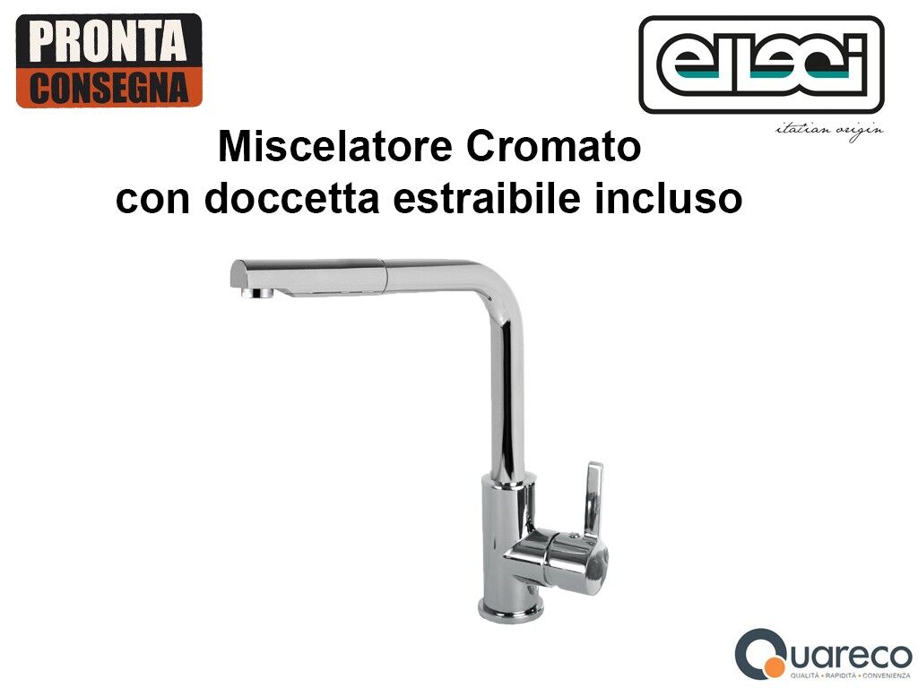 Elleci Rubinetto Miscelatore Cucina monocomando doccetta estraibile Cromato MIKC02CR