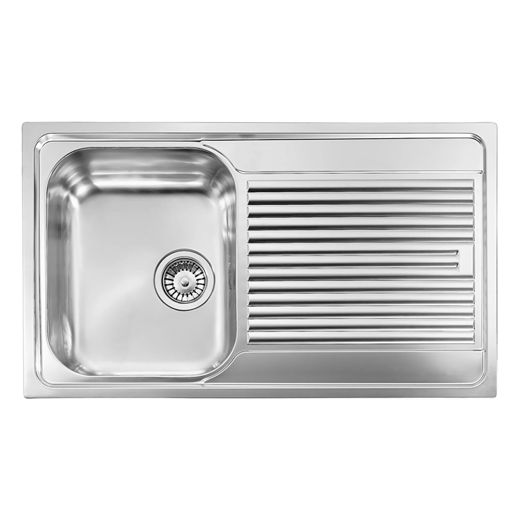 Cmspa LAVELLO ZENITH 86x50 cm INOX SATINATO 1 VASCA SINISTRA CON SGOCCIOLATOIO PILETTA 3''