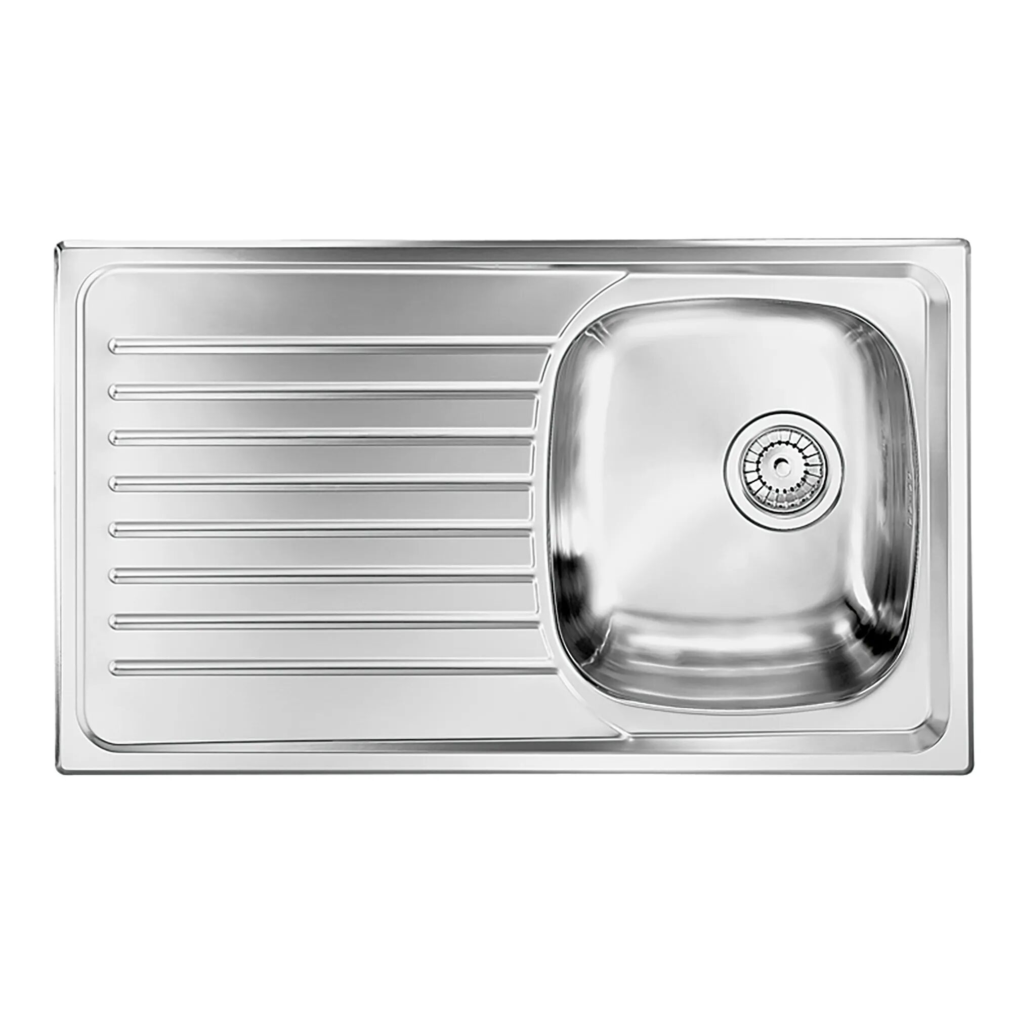 Cmspa LAVELLO SIROS 86x50cm INOX PRELUCIDO 1 VASCA DESTRA CON SGOCCIOLATOIO PILETTA 2''