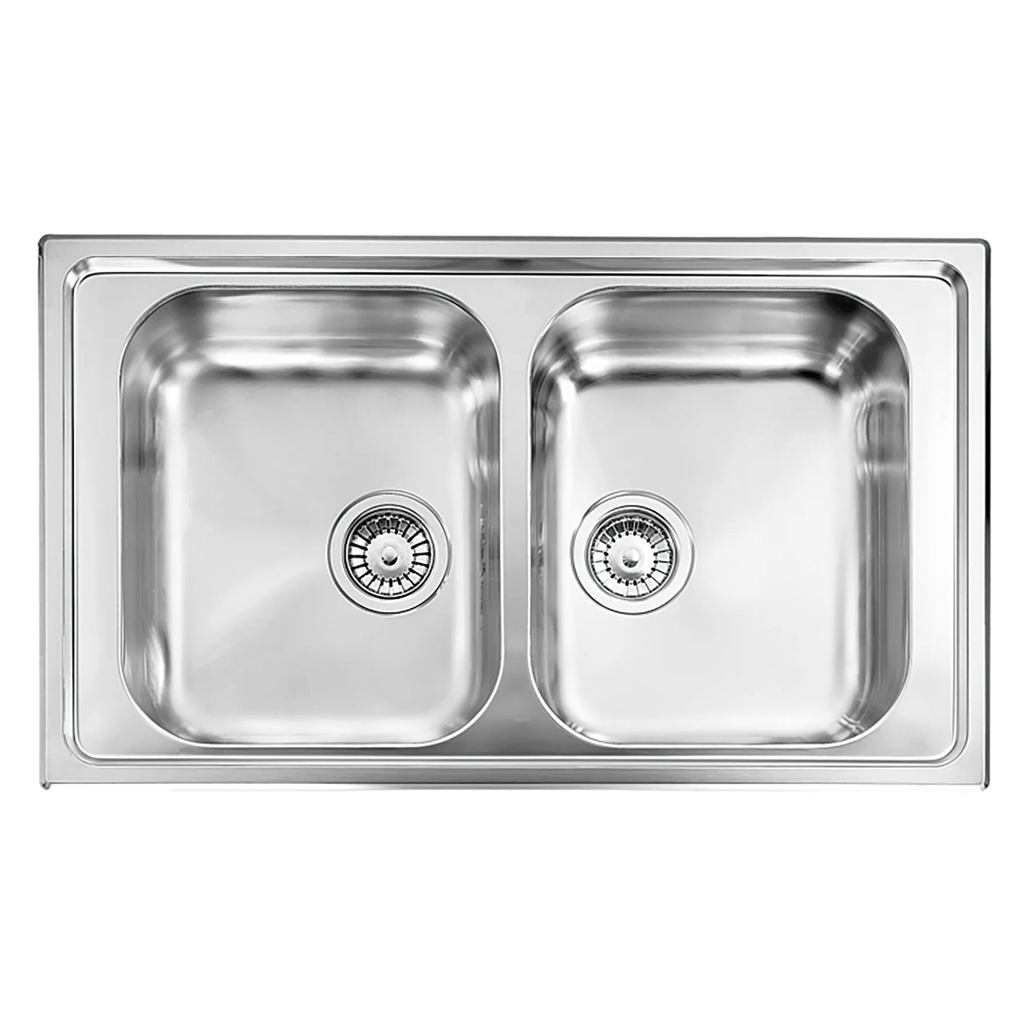 Cmspa LAVELLO ZENITH 86x50 cm INOX SATINATO 2 VASCHE PILETTA 3''