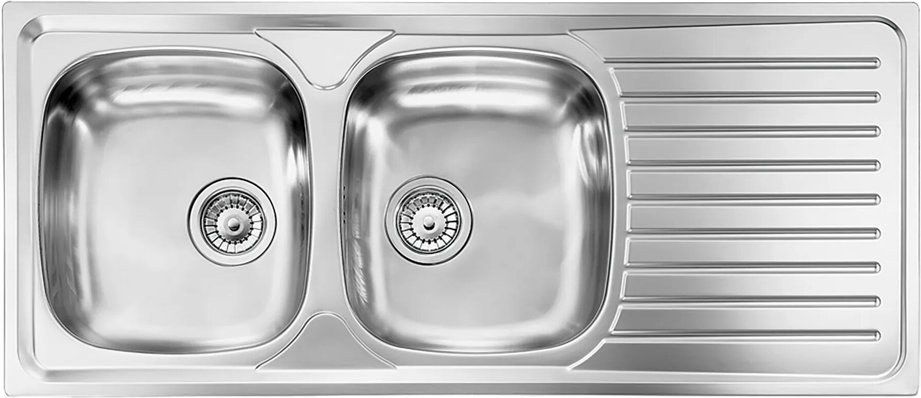 Cmspa LAVELLO SIROS 116x50cm INOX PRELUCIDO 2 VASCHE SINISTRA CON SGOCCIOLATOIO PILETTA 2''