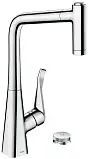 Hansgrohe Metris Select M71 2-Loch Einhebel-Küchenmischer 320, Ausziehbrause, 2jet, sBox Metris Select M71 H: 43 Ausladung: 23,6 cm chrom 73806000