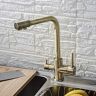 CGCSYZ Keukenkranen Keukenkranen Keukenfilterkranen Zwart gestippeld messing Purifier-kranen Dubbele spray Drinkwaterkranen Vessel Sink Mixer-kranen, Zwart (Kleur: Beige)