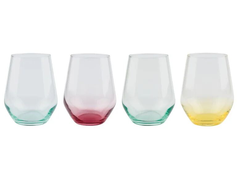 ERNESTO® Súprava farebných pohárov, 4-dielna (okrúhle poháre)
