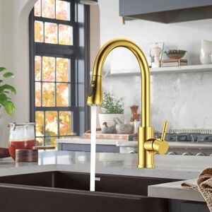 Blue Elephant Pull Down Spray Single Lever Kitchen Tap yellow 38.5 H cm