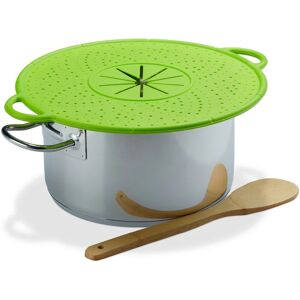 Set of 1 Relaxdays Silicone Pot Watcher, Spill and Boil Over Cover, Heatproof, 30 cm Ø, Green