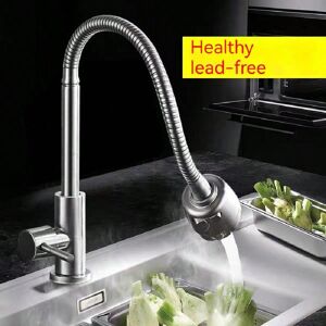 SHEIN 1pc Silver Kitchen Faucet, 360 Degree Rotation, Splash-Proof, Suitable For Vegetable Basin And Sink, Made Of 304 Stainless Steel For Home Use Silver one-size