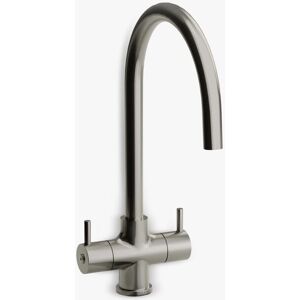 John Lewis Swoop 2 Lever Pull-Out Kitchen Tap - Brushed Nickel - Unisex