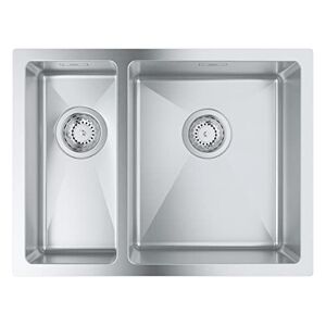 Grohe K700U 1.5 bowl Kitchen Sink - undermount, top mount or flush mount included: waste kit, basket strainer waste, mounting set stainless steel 31576SD1