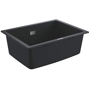 Grohe K700U - Quarts Composite Sink Undermounted with Overflow (1 bowl 544 x 394 x 205 mm, Included: Waste Kit, Basket Strainer Waste, Mounting Set), Sink Dimensions 61 x 46cm, Granite Black, 31655AP0