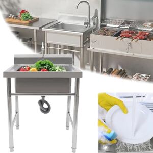 Rusopobe Stainless Steel Single Bowl Utility Sink Set, Space Saving Utility Freestanding Sink Hand Washing Station Sink Anti-Overflow for Kitchen, Laundry Room,Garage(A,50cm)