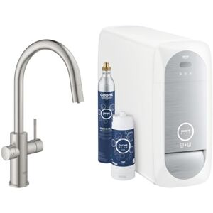 Grohe Blue Home 31541DC0, Chiller, Filtered and Sparkling Water Kitchen tap, WiFi, Bluetooth with Filter and C02 Starter Kit Included. Pull Out Tap Supersteel