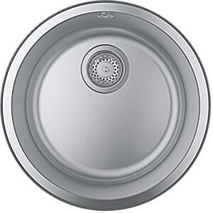 Grohe K200 - Stainless Steel Round Kitchen Sink with Overflow (Top Mount, 1 Bowl Ø 390 mm, Accessories Included: Waste Kit, Basket Strainer Waste, Mounting Set), Dimensions Ø 440 mm 31720SD0