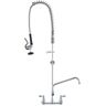 VEVOR Commercial Faucet with Pre-Rinse Sprayer, 47" Height, 8" Center, 12" Swing Spout, Wall Mount Kitchen Sink Faucet, Brass Constructed Device with Pull Down Spray, for 1/2/3 Compartment Sink