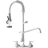 VEVOR Commercial Faucet with Pre-Rinse Sprayer, 8" Adjustable Center Wall Mount Kitchen Faucet with 12" Swivel Spout, 43" Height Compartment Sink Faucet for Industrial Restaurant, Lead-Free Brass