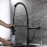Homary Commercial Pull Down Pre-rinse Spring Sprayer Matte Black Kitchen Sink Faucet with Deck Plate Solid Brass