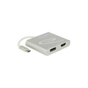 Delock - Ekstern videoadapter - USB-C - HDMI, DisplayPort - sølv - detailsalg