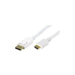 DELTACO - Adapterkabel - DisplayPort han til HDMI han - 2 m - hvid