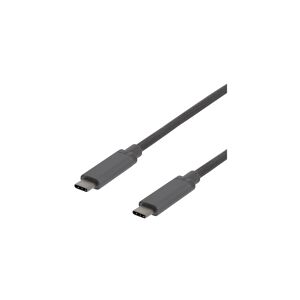 DELTACO USBC-1362 - USB-kabel - USB-C (han) til USB-C (han) - USB 3.1 Gen 2 - 1 m - USB Power Delivery (3A, 60W) - grå