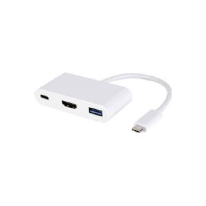 MICROCONNECT USB C han til USB 3.0 hun, HDMI 1,4 hun, USB 3.1 hun adapter, længde 20 cm, farve: hvid