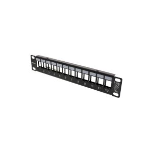 DELTACOIMP 10-PATCH18 - Patch-panel - stativmonterbar - sort - 1U - 10 - 12 porte