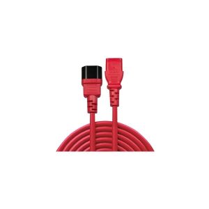 Lindy - Forlængerkabel til strøm - power IEC 60320 C13 til IEC 60320 C14 - 2 m - formet - rød