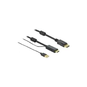 Delock - Video/audiokabel - HDMI, USB (kun strøm) han til DisplayPort han - 1 m - tripel-afskærmet - sort - 4K support