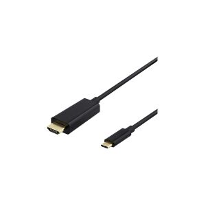 DELTACO - Adapterkabel - 24 pin USB-C han til HDMI han - 1 m - sort - 4K30 Hz support