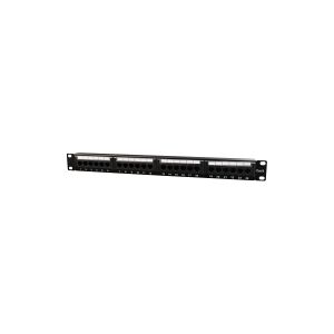 Gembird NPP-C624CM-001 - Patch panel med kabelstyring - CAT 6 - sort - 1U - 19 - 24 porte