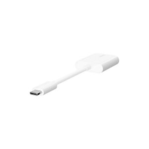 Belkin Components Belkin Connect Audio + Charge - USB-C til USB-C hovedtelefon/opladningsadapter - 24 pin USB-C han til 24 pin USB-C hun - 14 m - hvid - USB Power Delivery (60W)