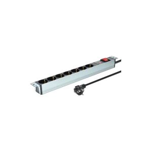 DIGITUS DN-95407 - Stikdåse (rackversion) - AC 250 V - input: strøm - output-stikforbindelser: 7 - 1U - 19 - 2 m ledning - grå