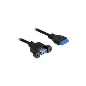 Delock USB 3.0 Pin Header - USB intern til ekstern kabel - USB Type A (hun) til 19 pin USB 3.0 samlekasse (hun) - 50 cm - sort
