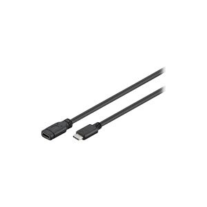 MicroConnect - USB-forlængerkabel - 24 pin USB-C (han) til 24 pin USB-C (hun) - USB 3.1 - 3 A - 1 m - sort, sølv