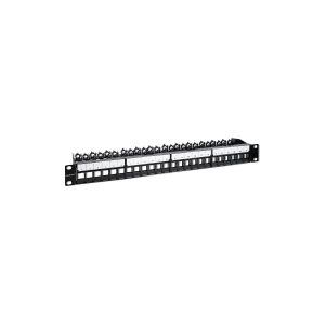 Qoltec - Patch-panel - solid steel - stativmonterbar - UTP - RJ-45 X 24 - sort - 1U - 19