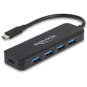 Delock Usb-C Hub - 4x Usb-A 3.2 Gen.1 - 1x Usb-C Pd - Sort