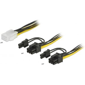 DeLOCK Intern Pc Strøm Adapter - 6-Pin Hun Til 2 X 8-Pin Han - 15 Cm