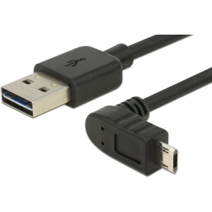 DeLOCK Dual Easy Usb 2.0 - Usb-A / Micro-B - Vinklet - Sort - 3 M